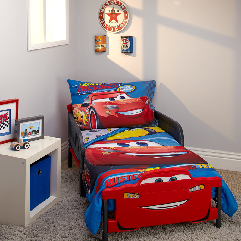 Disney Cars Rusteze Racing Team Blue Amigo Cruz Ramirez and Jackson Storm 4pc Toddler Bed Set Wayfair Canada